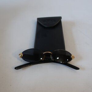 Womens Gianfranco Ferre Lunette Black Gold GFF 270/S Vintage Sunglasses + Case